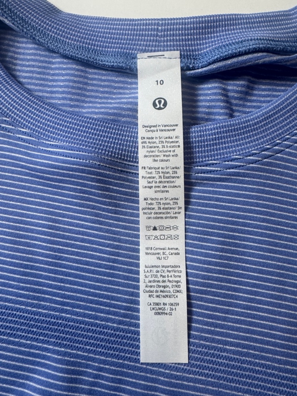 Lululemon NWT Swiftly Relaxed Long Sleeve SZ: 10 Color: Tempo Stripe Blu/Polo - Picture 9 of 9